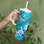Personalized Cronulla-Sutherland Sharks Rugby Tumbler With Handle Urban Street Graffiti Style - Distressed Splatter Elements