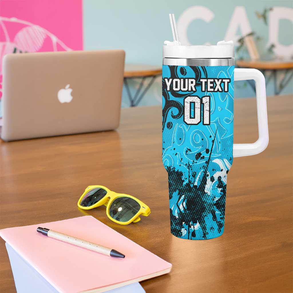 Personalized Cronulla-Sutherland Sharks Rugby Tumbler With Handle Urban Street Graffiti Style - Distressed Splatter Elements