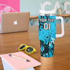 Personalized Cronulla-Sutherland Sharks Rugby Tumbler With Handle Urban Street Graffiti Style - Distressed Splatter Elements