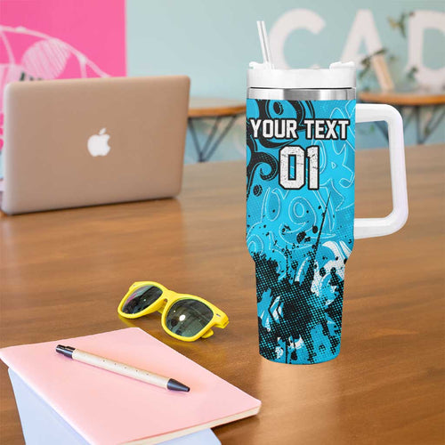 Personalized Cronulla-Sutherland Sharks Rugby Tumbler With Handle Urban Street Graffiti Style - Distressed Splatter Elements