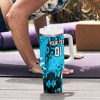 Personalized Cronulla-Sutherland Sharks Rugby Tumbler With Handle Urban Street Graffiti Style - Distressed Splatter Elements