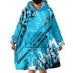 Personalized Cronulla-Sutherland Sharks Rugby Wearable Blanket Hoodie Urban Street Graffiti Style - Distressed Splatter Elements