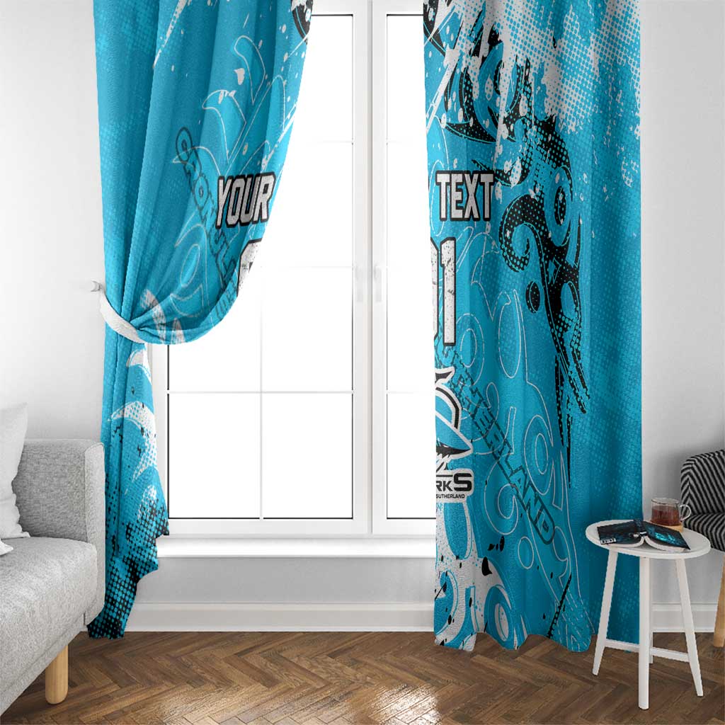 Personalized Cronulla-Sutherland Sharks Rugby Window Curtain Urban Street Graffiti Style - Distressed Splatter Elements
