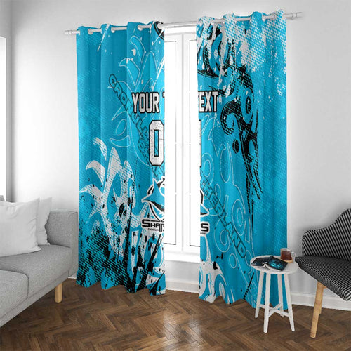 Personalized Cronulla-Sutherland Sharks Rugby Window Curtain Urban Street Graffiti Style - Distressed Splatter Elements