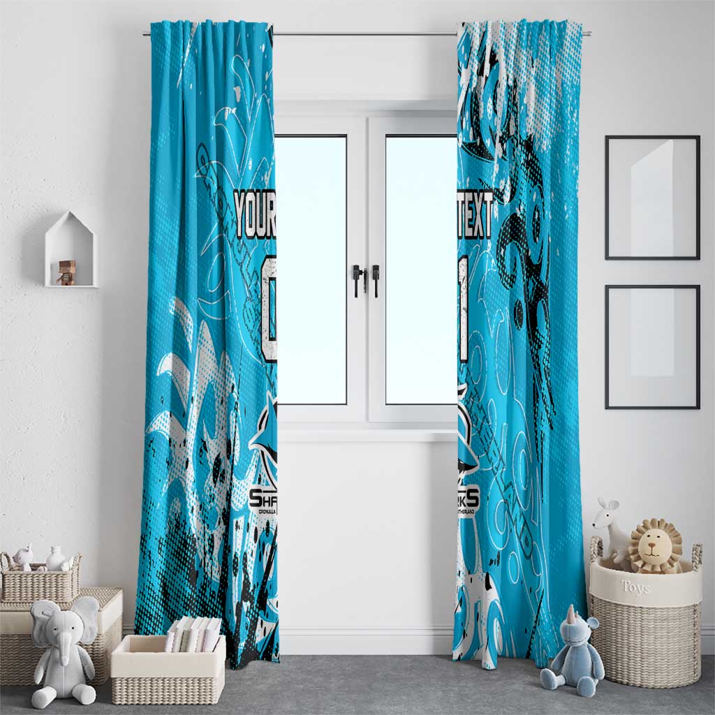 Personalized Cronulla-Sutherland Sharks Rugby Window Curtain Urban Street Graffiti Style - Distressed Splatter Elements