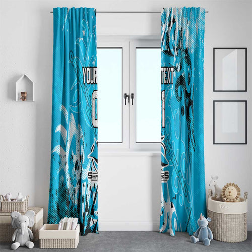 Personalized Cronulla-Sutherland Sharks Rugby Window Curtain Urban Street Graffiti Style - Distressed Splatter Elements