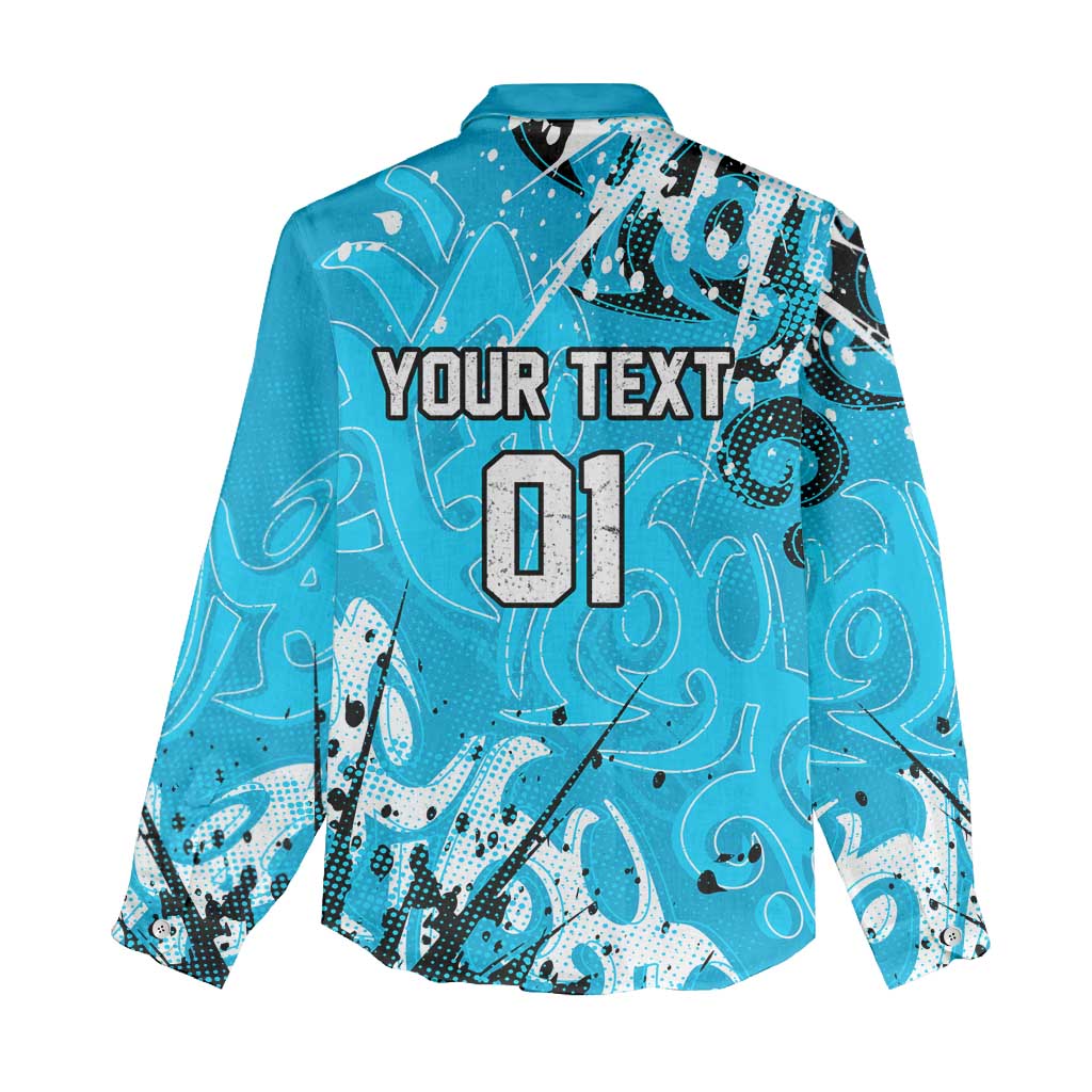 Personalized Cronulla-Sutherland Sharks Rugby Women Casual Shirt Urban Street Graffiti Style - Distressed Splatter Elements