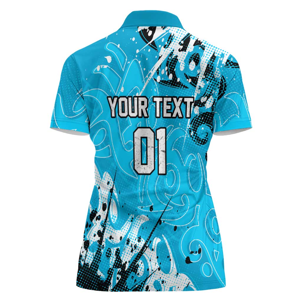 Personalized Cronulla-Sutherland Sharks Rugby Women Polo Shirt Urban Street Graffiti Style - Distressed Splatter Elements