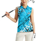 Personalized Cronulla-Sutherland Sharks Rugby Women Sleeveless Polo Shirt Urban Street Graffiti Style - Distressed Splatter Elements