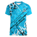 Personalized Cronulla-Sutherland Sharks Rugby Women V-Neck T-Shirt Urban Street Graffiti Style - Distressed Splatter Elements