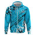 Personalized Cronulla-Sutherland Sharks Rugby Zip Hoodie Urban Street Graffiti Style - Distressed Splatter Elements