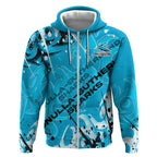 Personalized Cronulla-Sutherland Sharks Rugby Zip Hoodie Urban Street Graffiti Style - Distressed Splatter Elements