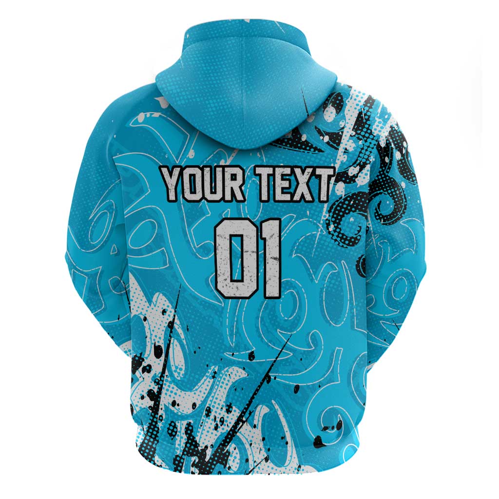 Personalized Cronulla-Sutherland Sharks Rugby Zip Hoodie Urban Street Graffiti Style - Distressed Splatter Elements