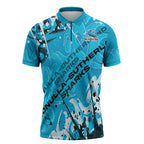 Personalized Cronulla-Sutherland Sharks Rugby Zipper Polo Shirt Urban Street Graffiti Style - Distressed Splatter Elements