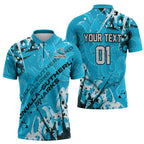 Personalized Cronulla-Sutherland Sharks Rugby Zipper Polo Shirt Urban Street Graffiti Style - Distressed Splatter Elements