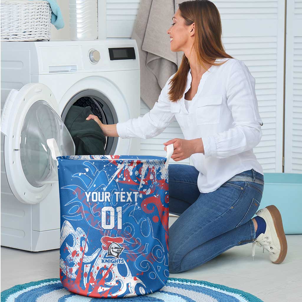 Personalized Newcastle Knights Rugby Laundry Basket Urban Street Graffiti Style - Distressed Splatter Elements