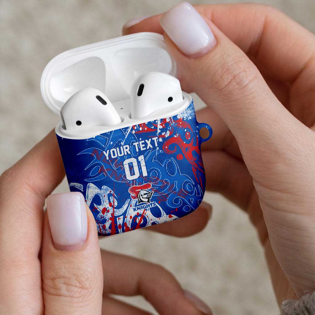 Personalized Newcastle Knights Rugby AirPods Case Urban Street Graffiti Style - Distressed Splatter Elements