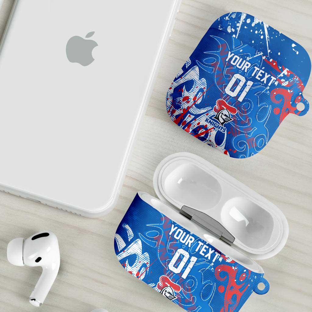 Personalized Newcastle Knights Rugby AirPods Case Urban Street Graffiti Style - Distressed Splatter Elements