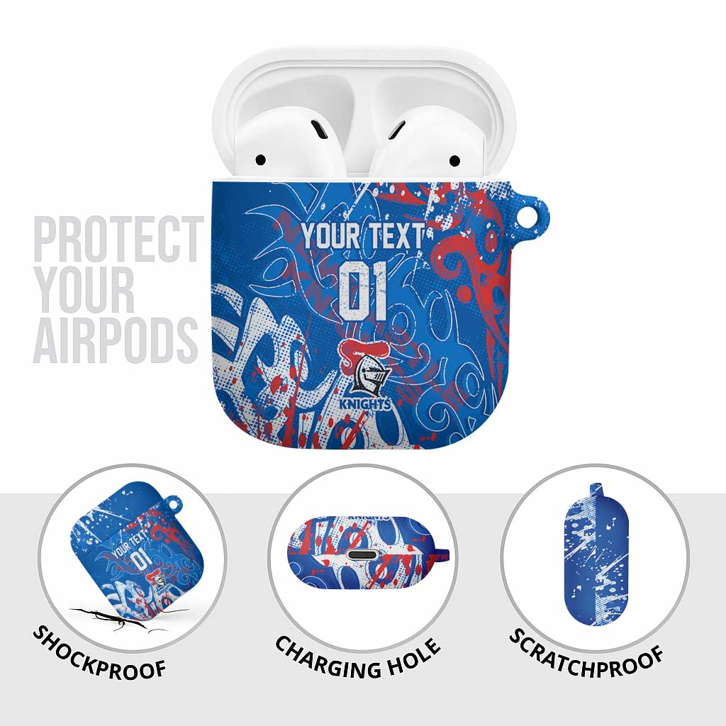 Personalized Newcastle Knights Rugby AirPods Case Urban Street Graffiti Style - Distressed Splatter Elements
