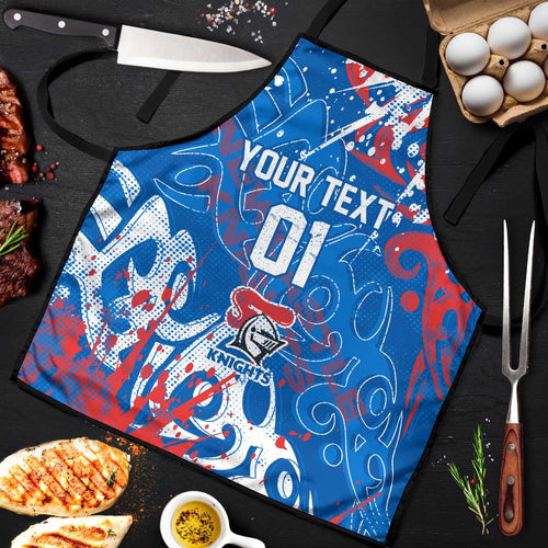 Personalized Newcastle Knights Rugby Apron Urban Street Graffiti Style - Distressed Splatter Elements