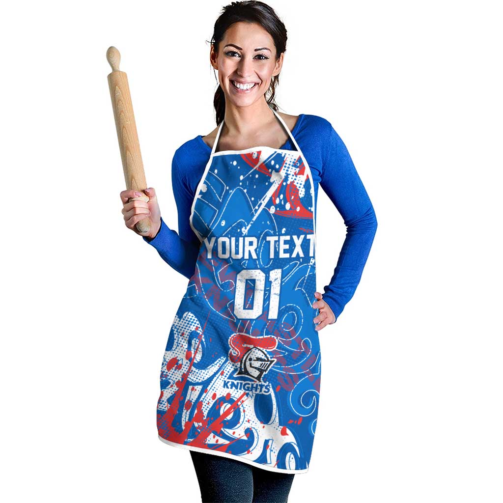 Personalized Newcastle Knights Rugby Apron Urban Street Graffiti Style - Distressed Splatter Elements