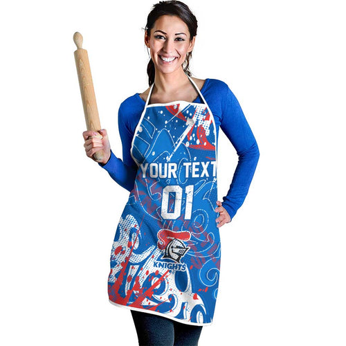 Personalized Newcastle Knights Rugby Apron Urban Street Graffiti Style - Distressed Splatter Elements