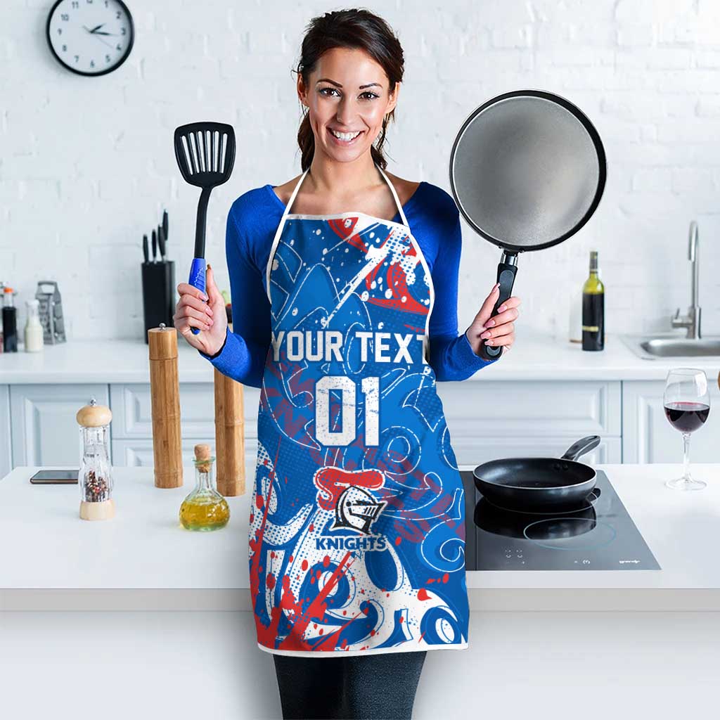 Personalized Newcastle Knights Rugby Apron Urban Street Graffiti Style - Distressed Splatter Elements