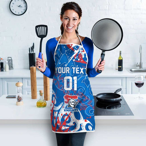 Personalized Newcastle Knights Rugby Apron Urban Street Graffiti Style - Distressed Splatter Elements