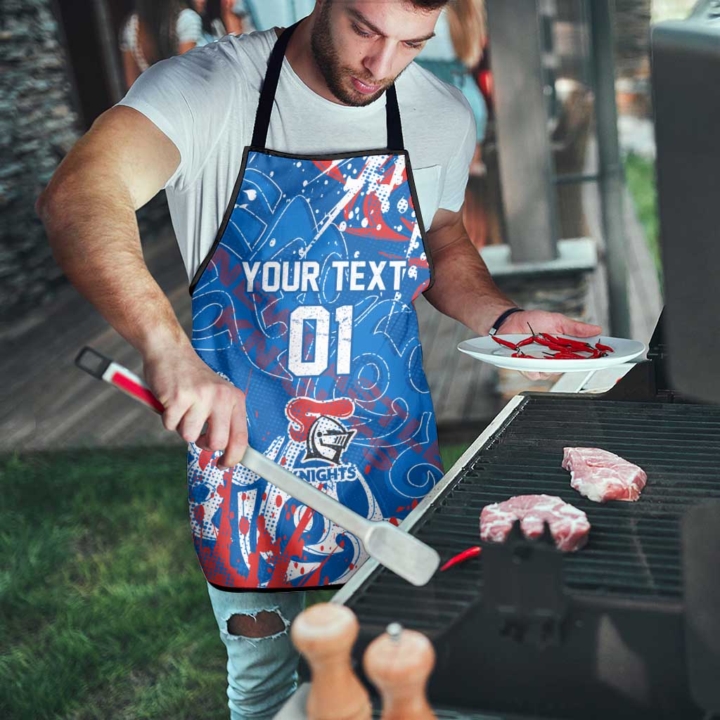 Personalized Newcastle Knights Rugby Apron Urban Street Graffiti Style - Distressed Splatter Elements