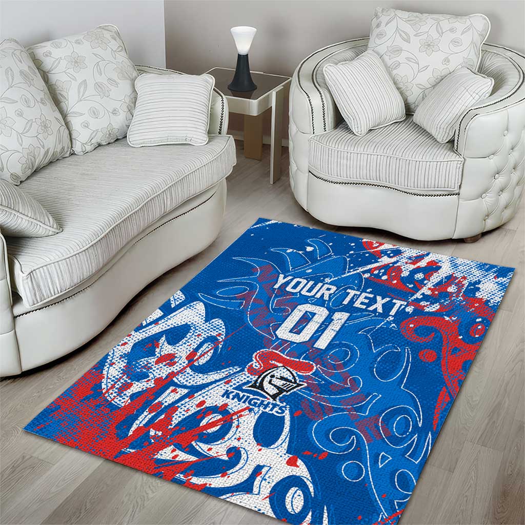 Personalized Newcastle Knights Rugby Area Rug Urban Street Graffiti Style - Distressed Splatter Elements