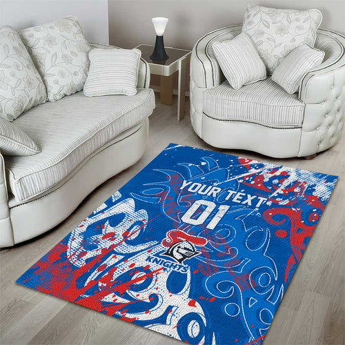 Personalized Newcastle Knights Rugby Area Rug Urban Street Graffiti Style - Distressed Splatter Elements