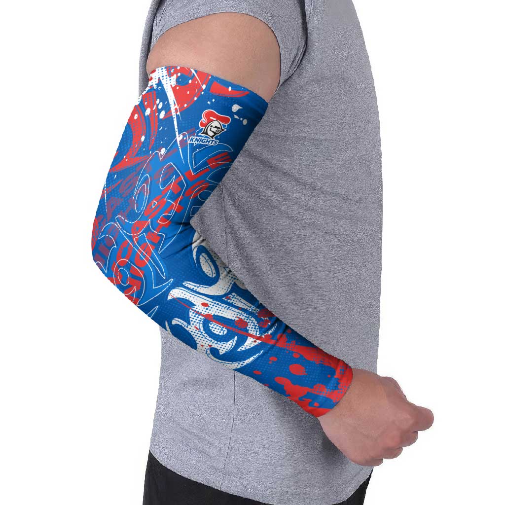 Personalized Newcastle Knights Rugby Arm Sleeves Urban Street Graffiti Style - Distressed Splatter Elements