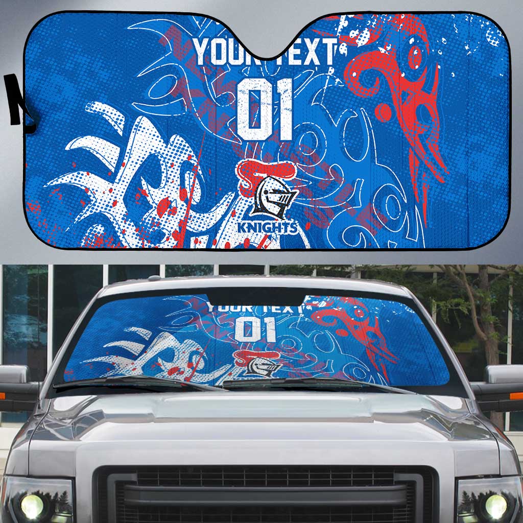 Personalized Newcastle Knights Rugby Auto Sun Shade Urban Street Graffiti Style - Distressed Splatter Elements