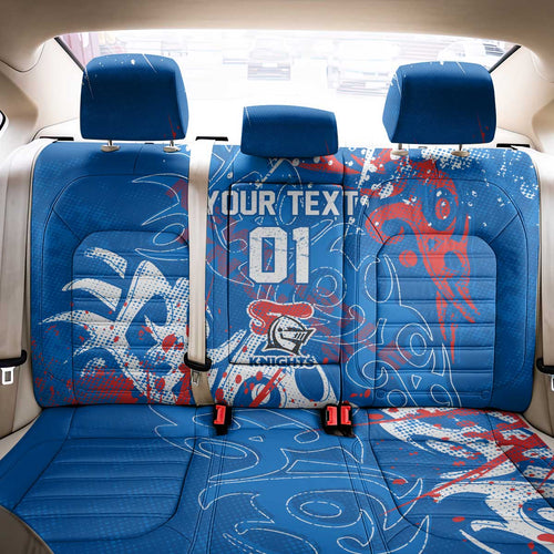 Personalized Newcastle Knights Rugby Back Car Seat Cover Urban Street Graffiti Style - Distressed Splatter Elements