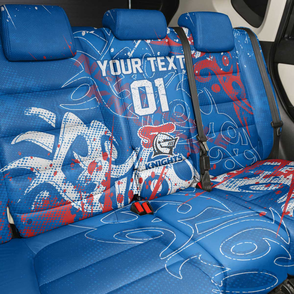 Personalized Newcastle Knights Rugby Back Car Seat Cover Urban Street Graffiti Style - Distressed Splatter Elements