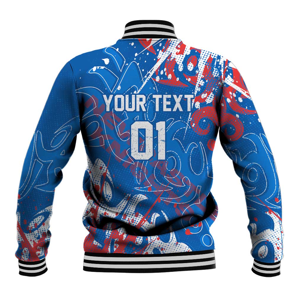 Personalized Newcastle Knights Rugby Baseball Jacket Urban Street Graffiti Style - Distressed Splatter Elements