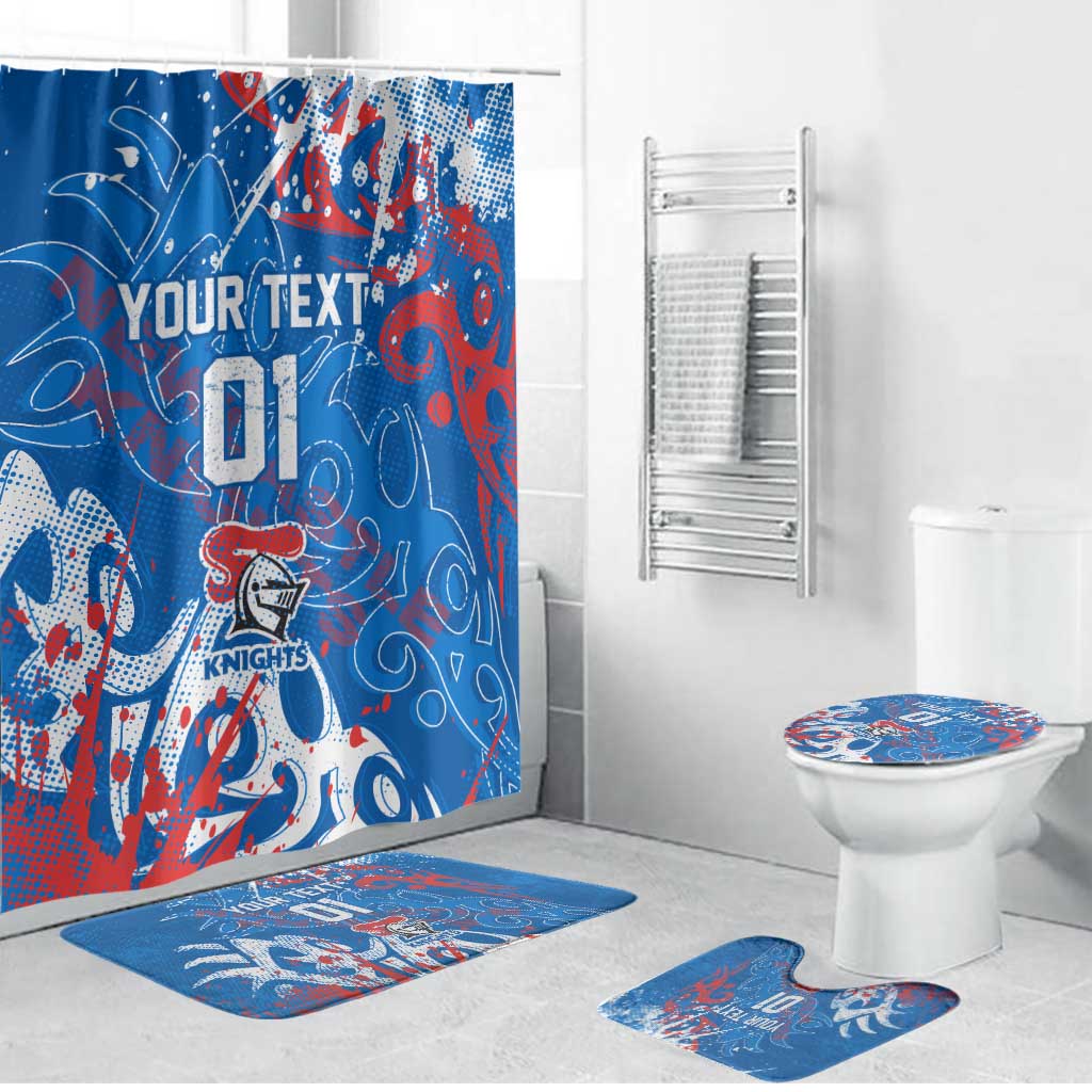 Personalized Newcastle Knights Rugby Bathroom Set Urban Street Graffiti Style - Distressed Splatter Elements