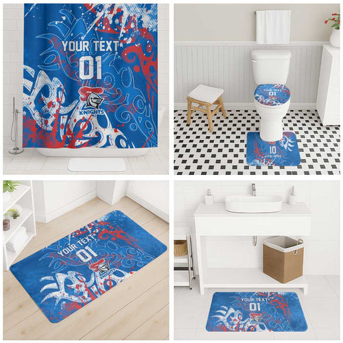 Personalized Newcastle Knights Rugby Bathroom Set Urban Street Graffiti Style - Distressed Splatter Elements