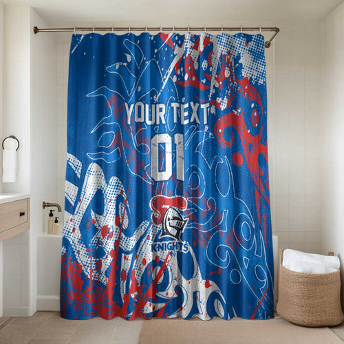 Personalized Newcastle Knights Rugby Bathroom Set Urban Street Graffiti Style - Distressed Splatter Elements