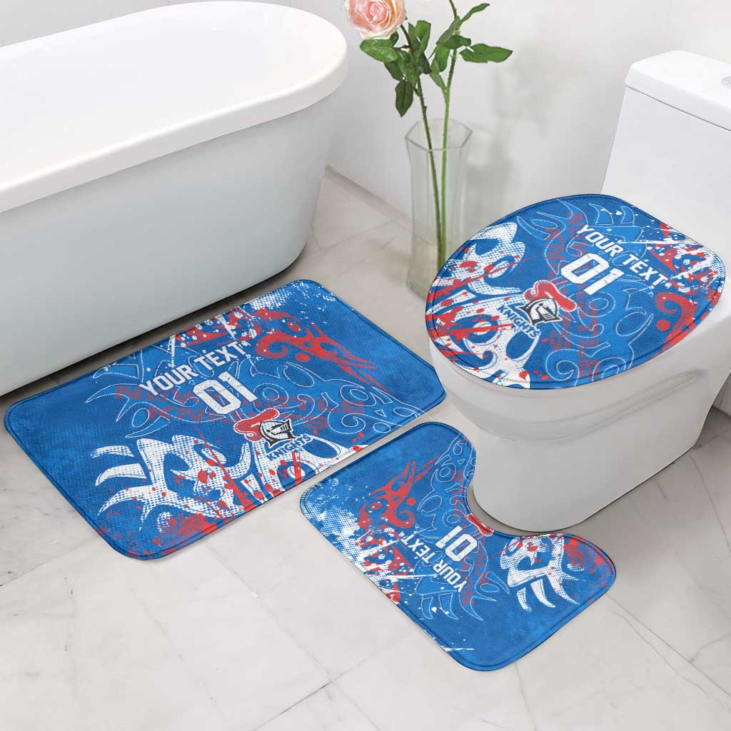 Personalized Newcastle Knights Rugby Bathroom Set Urban Street Graffiti Style - Distressed Splatter Elements