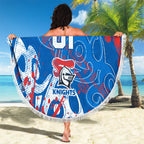 Personalized Newcastle Knights Rugby Beach Blanket Urban Street Graffiti Style - Distressed Splatter Elements