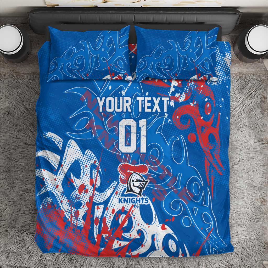 Personalized Newcastle Knights Rugby Bedding Set Urban Street Graffiti Style - Distressed Splatter Elements