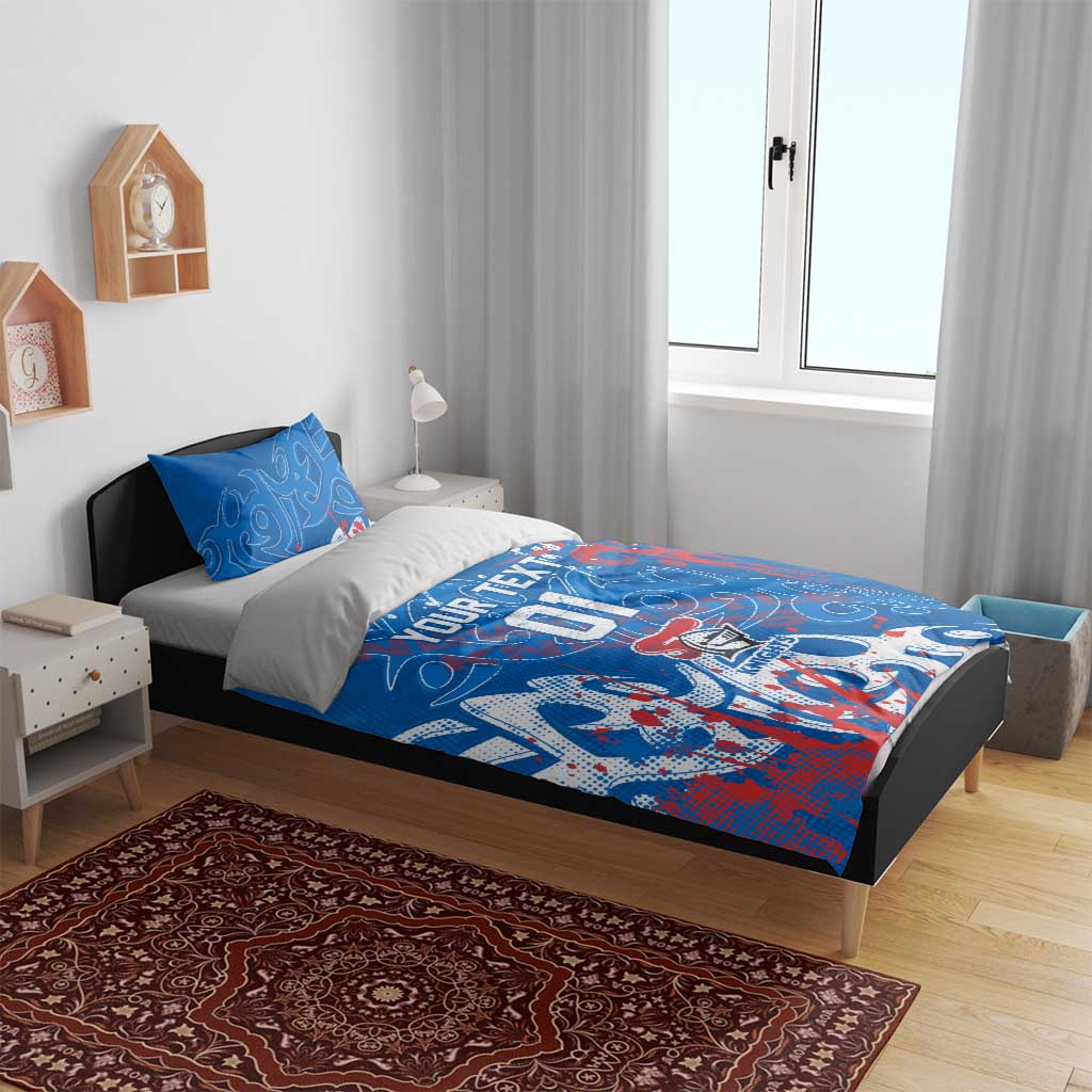 Personalized Newcastle Knights Rugby Bedding Set Urban Street Graffiti Style - Distressed Splatter Elements
