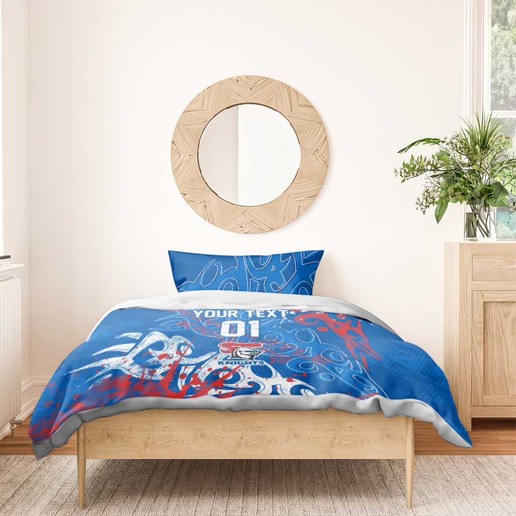 Personalized Newcastle Knights Rugby Bedding Set Urban Street Graffiti Style - Distressed Splatter Elements