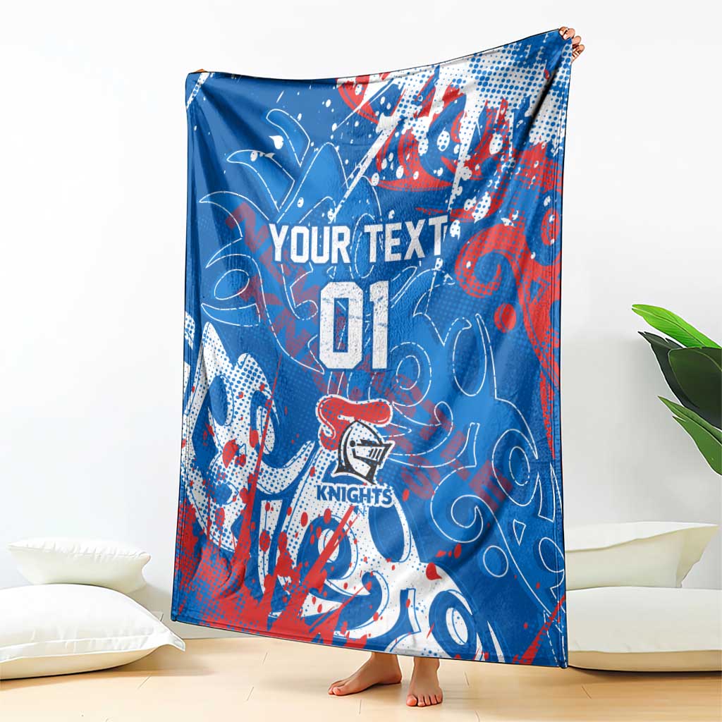 Personalized Newcastle Knights Rugby Blanket Urban Street Graffiti Style - Distressed Splatter Elements