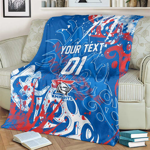 Personalized Newcastle Knights Rugby Blanket Urban Street Graffiti Style - Distressed Splatter Elements