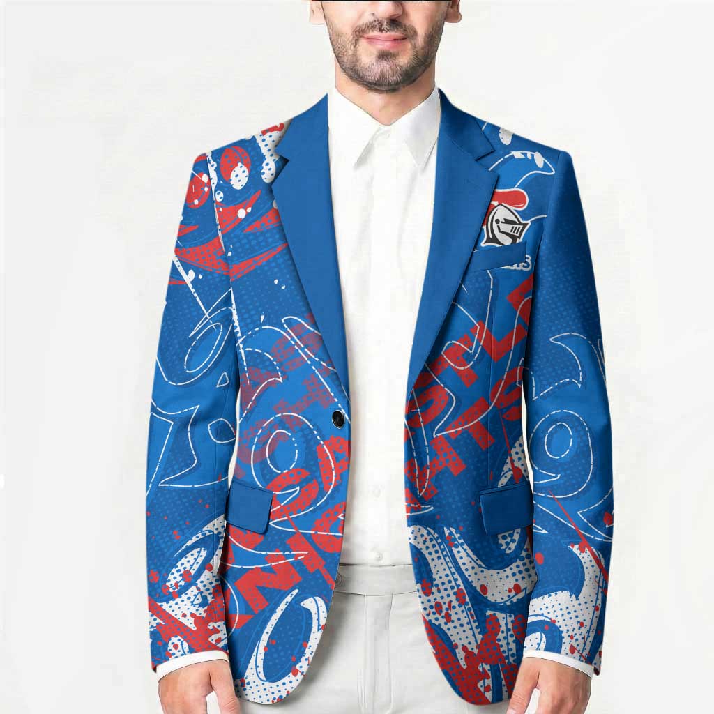 Personalized Newcastle Knights Rugby Blazer Urban Street Graffiti Style - Distressed Splatter Elements