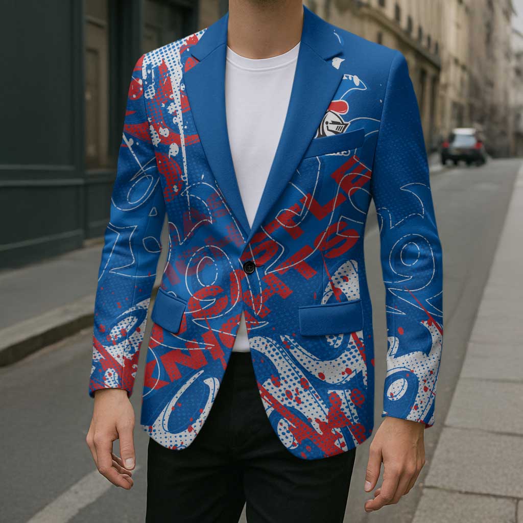 Personalized Newcastle Knights Rugby Blazer Urban Street Graffiti Style - Distressed Splatter Elements
