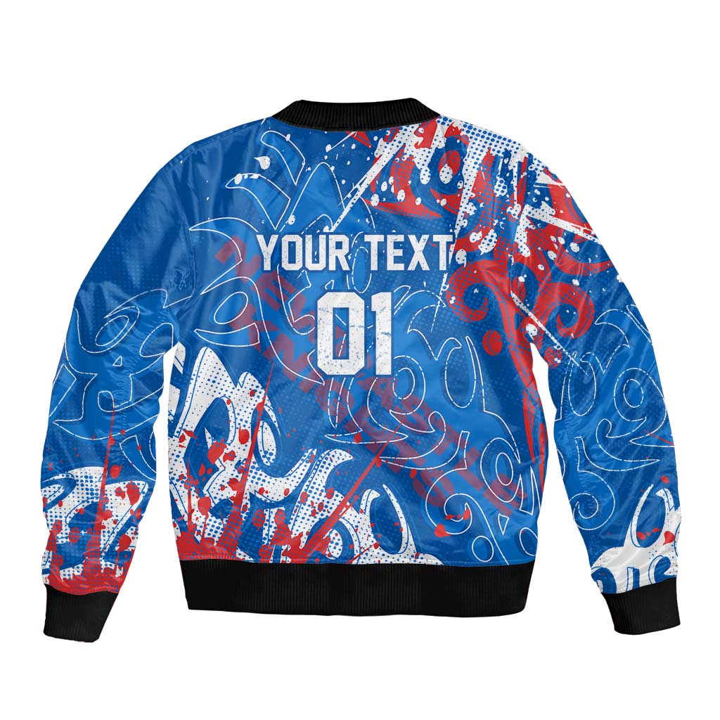 Personalized Newcastle Knights Rugby Bomber Jacket Urban Street Graffiti Style - Distressed Splatter Elements