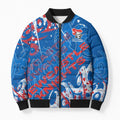 Personalized Newcastle Knights Rugby Bomber Puffer Jacket Urban Street Graffiti Style - Distressed Splatter Elements
